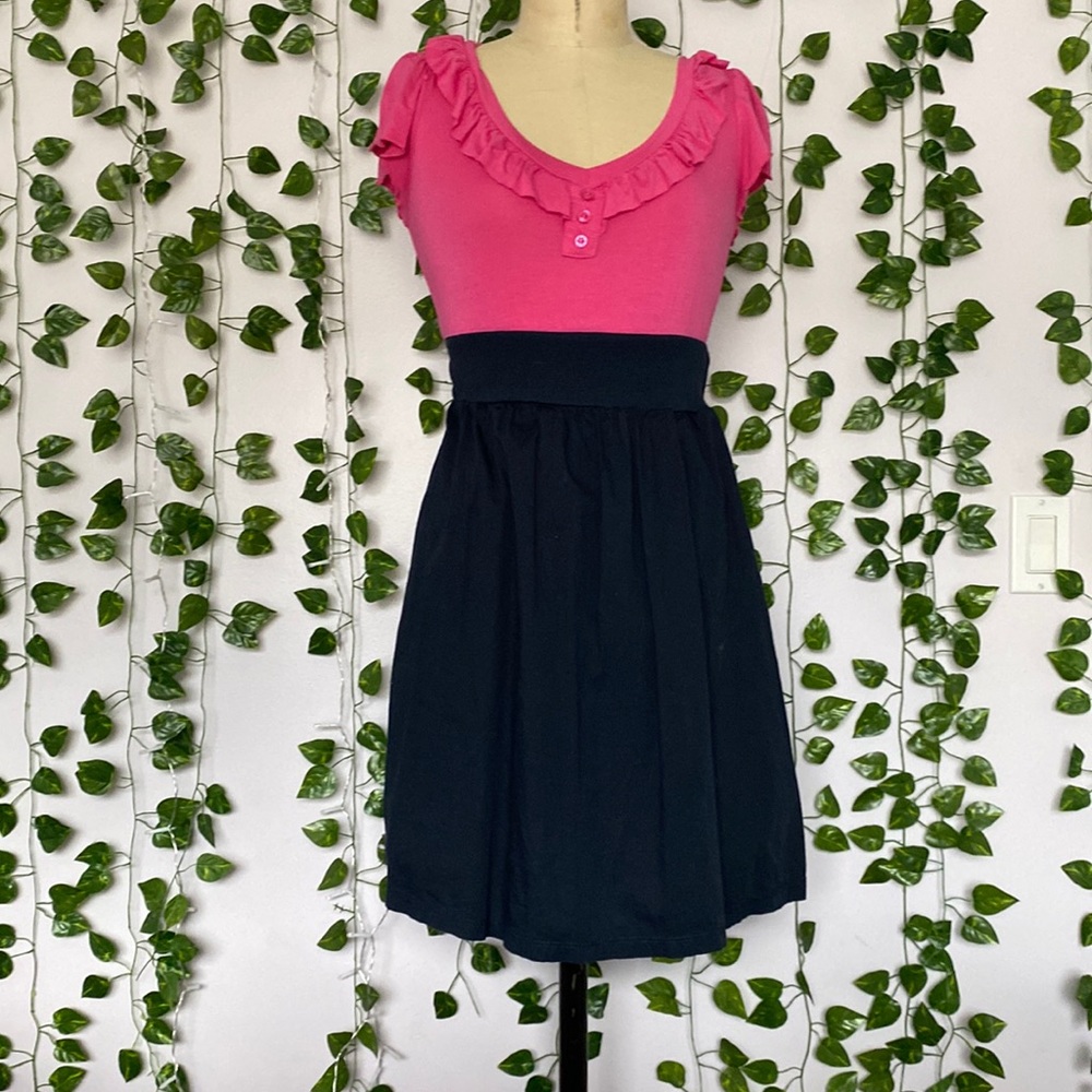 Pink and navy blue dress